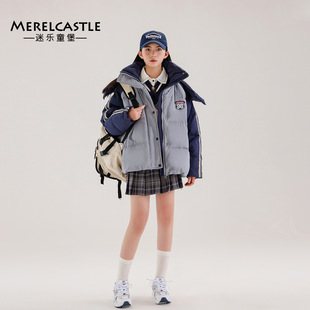 2025新款女童羽绒服冬季初中生学院风加厚冬装女大童短款连帽