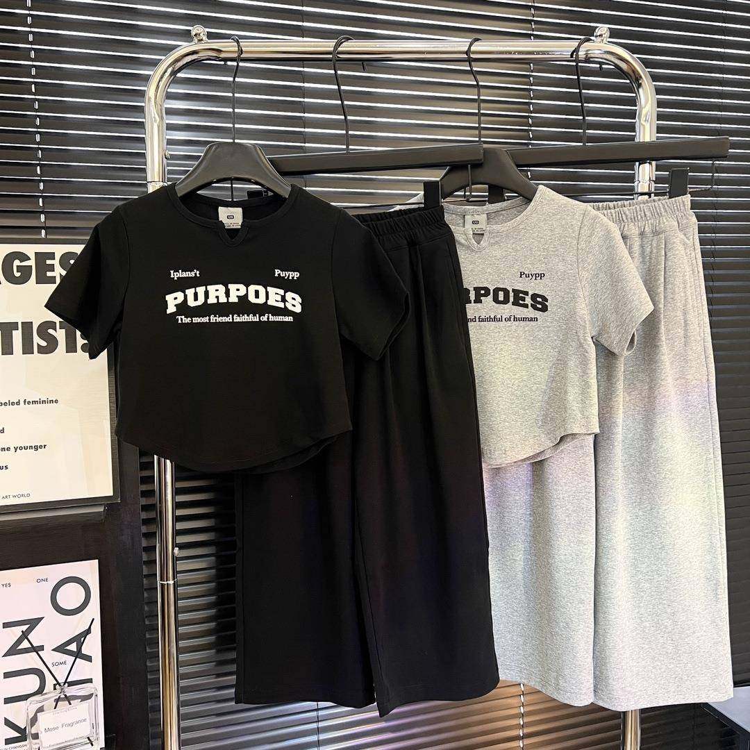 2026新款女童套装夏装中大童裤童装运动短袖T恤打底衫阔腿裤