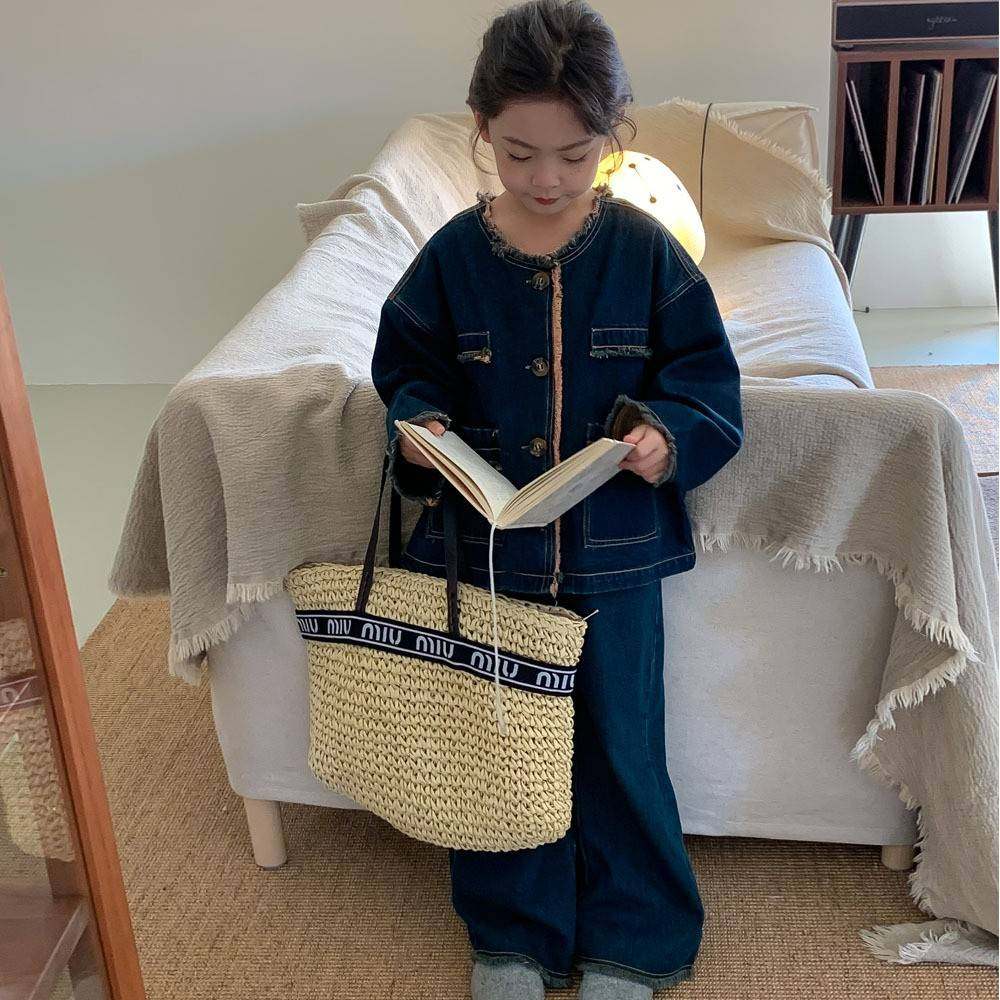 2025新款女童牛仔套装韩版童装秋装女宝潮范牛仔外套阔腿裤两