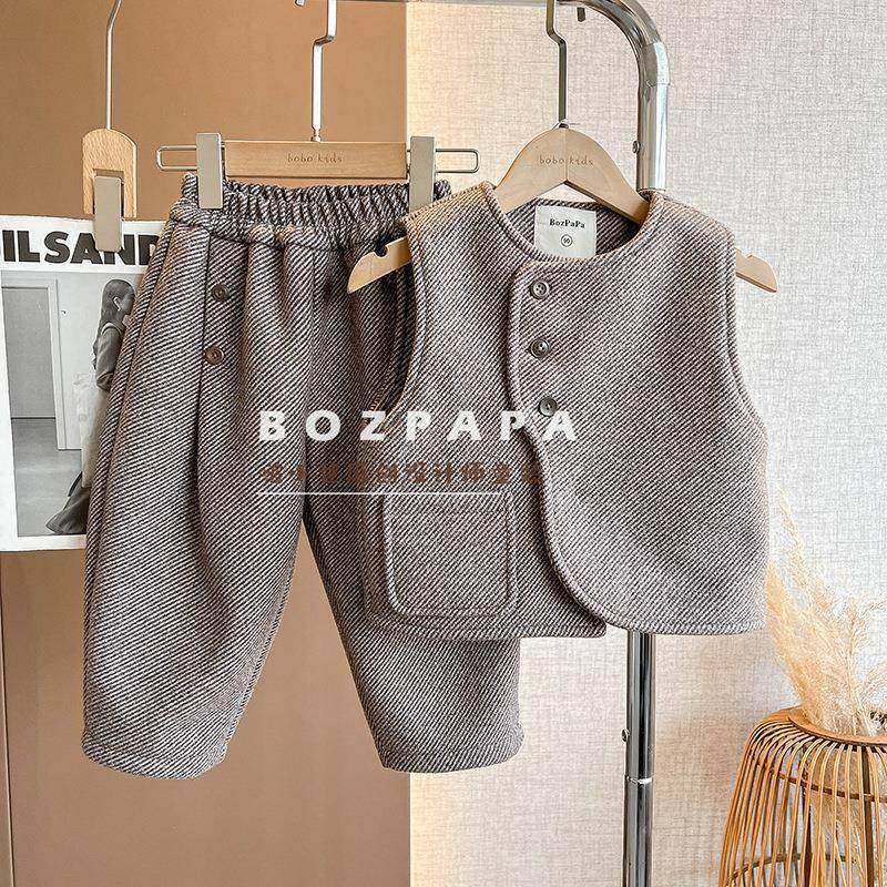 2026新款秋冬男童韩系设计感马甲两件套儿童宝宝加绒加厚保暖,童装/婴儿装/亲子装,儿童运动套装,淘宝优惠券,粉丝福利购,淘宝优惠卷