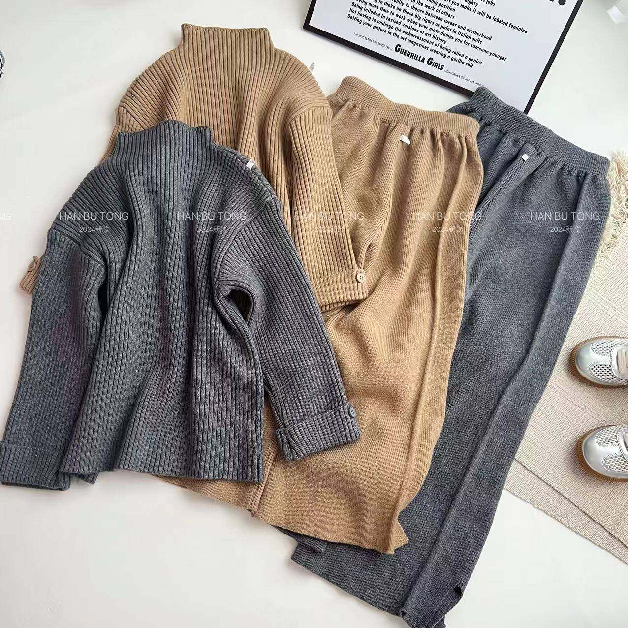 2026新款女童毛衣套装春秋季韩版中大童套头针织衫阔腿裤两件