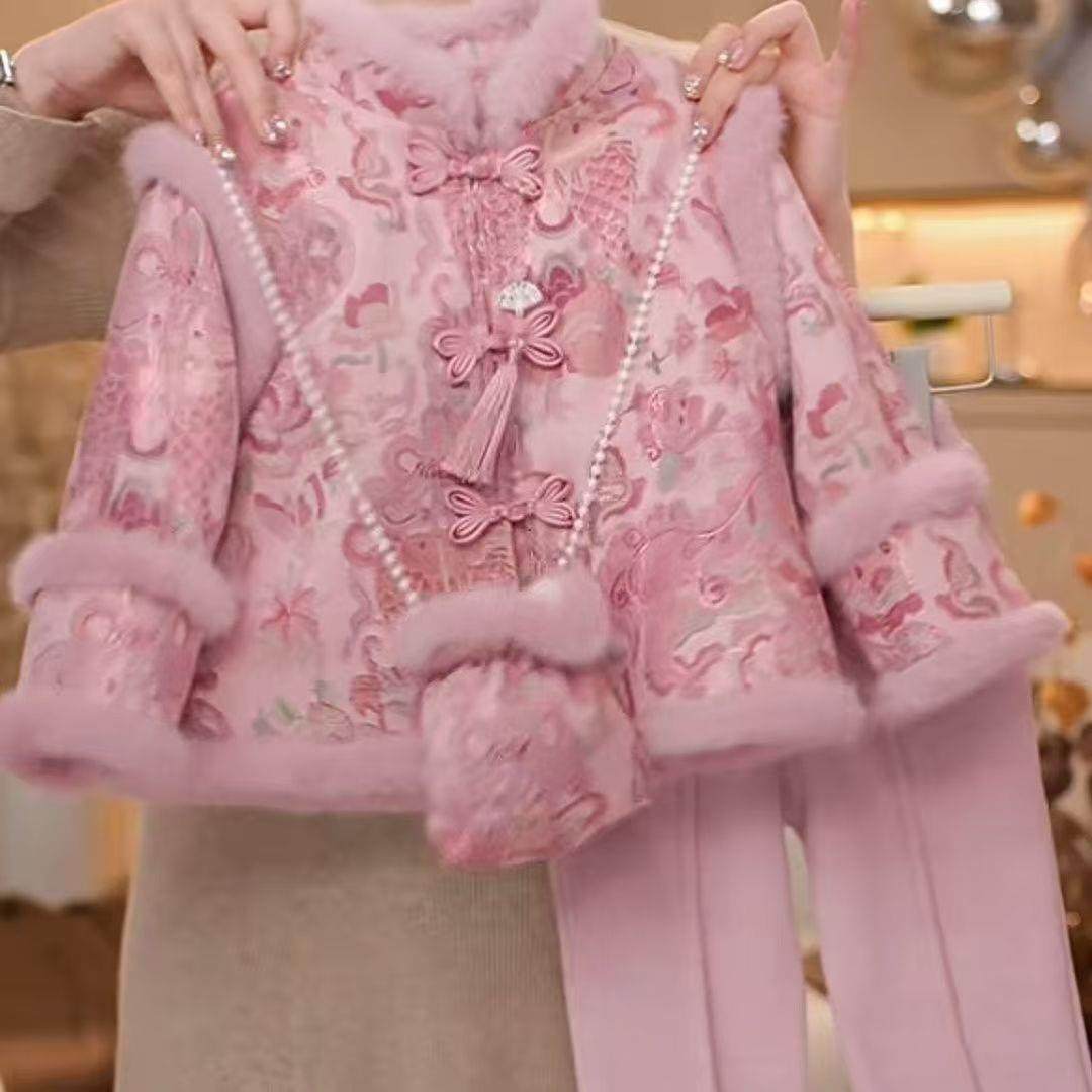 2026新款女童汉服国风冬装儿童加绒加厚唐装新中式拜年服工装,童装/婴儿装/亲子装,儿童运动套装,淘宝优惠券,粉丝福利购,淘宝优惠卷