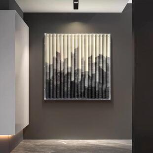 新中式群山挂画禅意实木立体装饰画纯手绘肌理客厅茶室书房