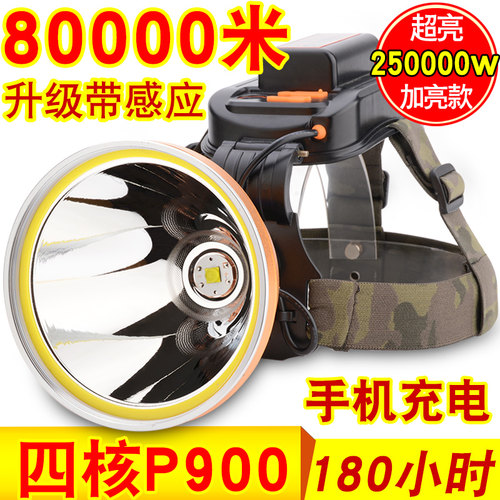 2021头戴式强光头灯超长续航充电超亮远射LED感应夜钓P100疝气灯
