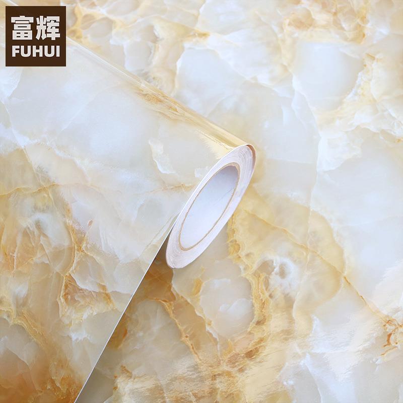 加厚大理石贴纸防水墙纸自粘厨房台面防油柜桌子家具翻新壁纸50米