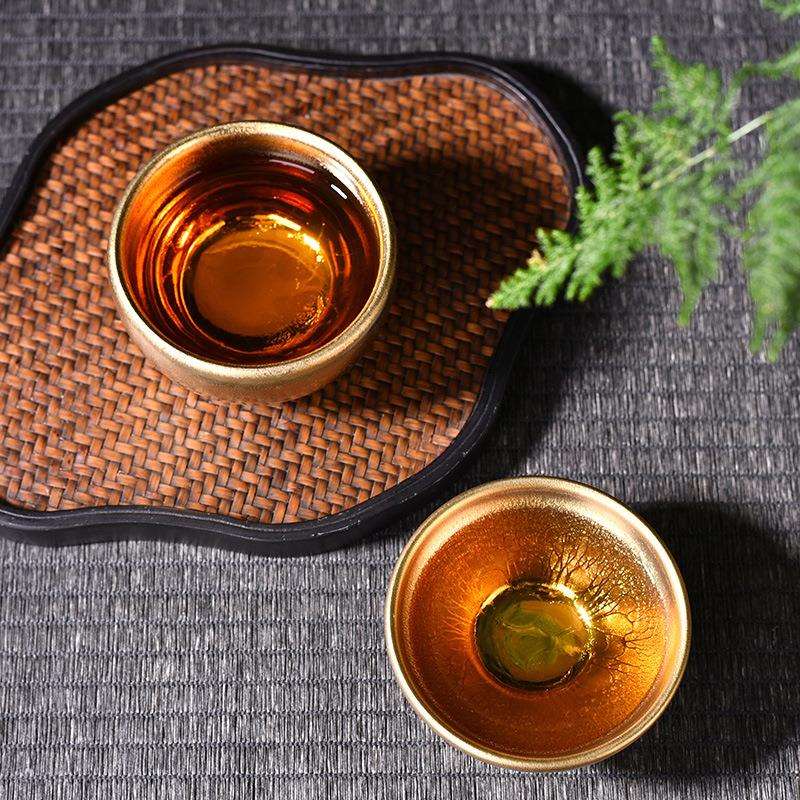 建盏品茗杯主人杯建阳蓝麒麟鎏金建盏陶瓷茶杯家用大号茶碗茶盏