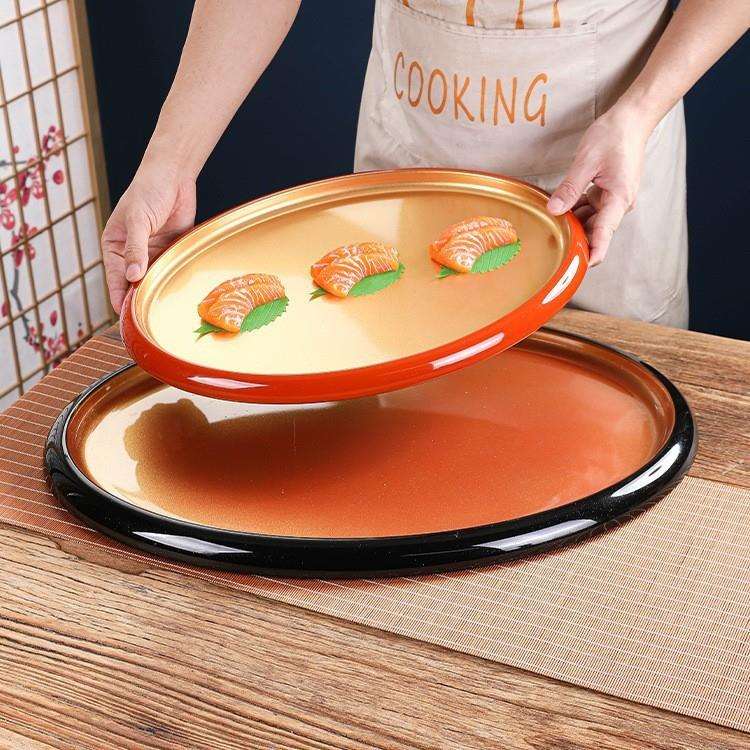 创意甜品寿司盘日式托盘塑料餐盘椭圆形点心盘茶杯盘收纳盘子商用