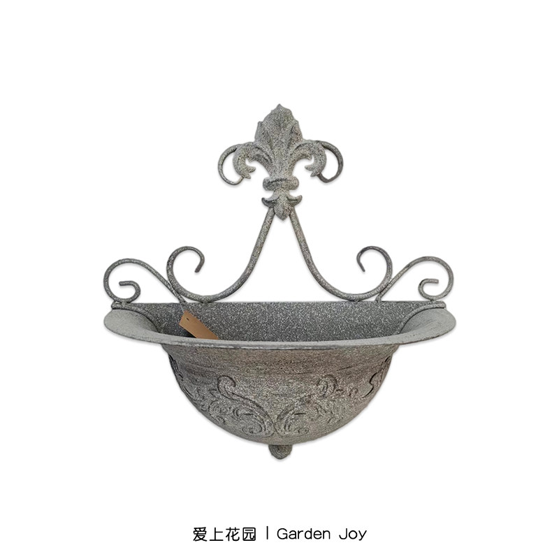 爱上花园丨园艺杂货 花园庭院装饰摆件 铅色做旧帽型壁挂吊篮花盆