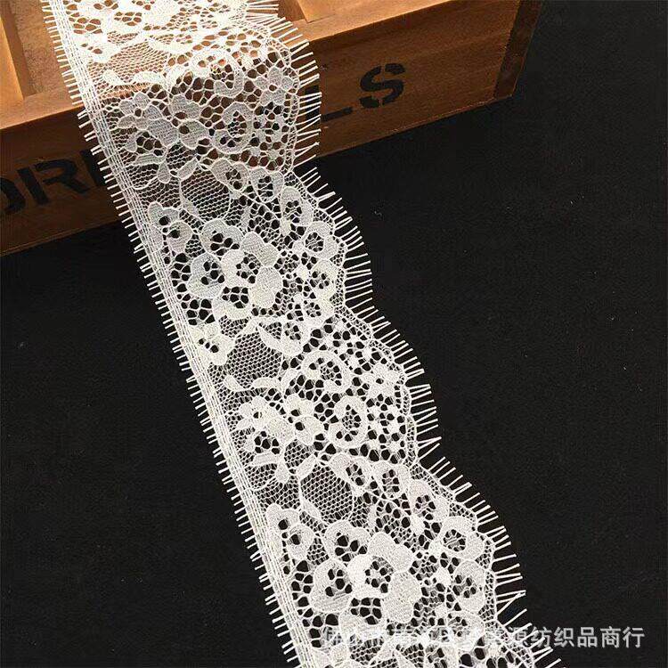 现货供应双边睫毛花边蕾丝面料内衣服饰服装辅料锦纶花边