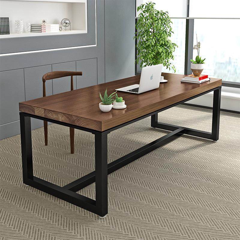 美式loft实木办公桌写字桌简约现代台式电脑桌书桌实木桌长桌