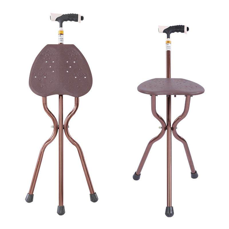 老年人拐杖凳子带坐板手杖座椅子可坐可调轻便伸缩多功能四脚拐棍