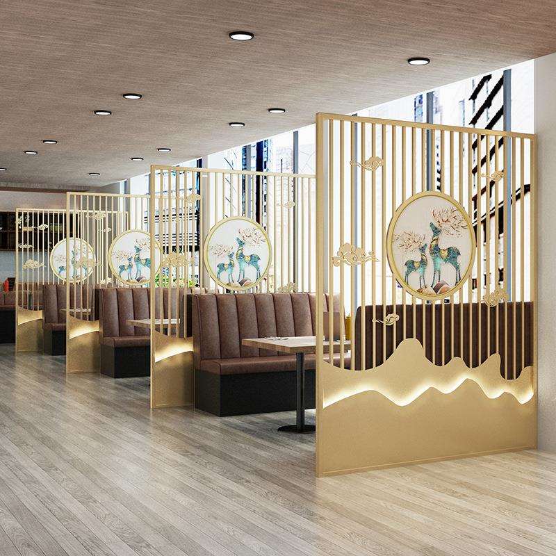 铁艺屏风隔断餐厅火锅饭店卡座镂空格栅装饰办公室玄关遮挡免打孔