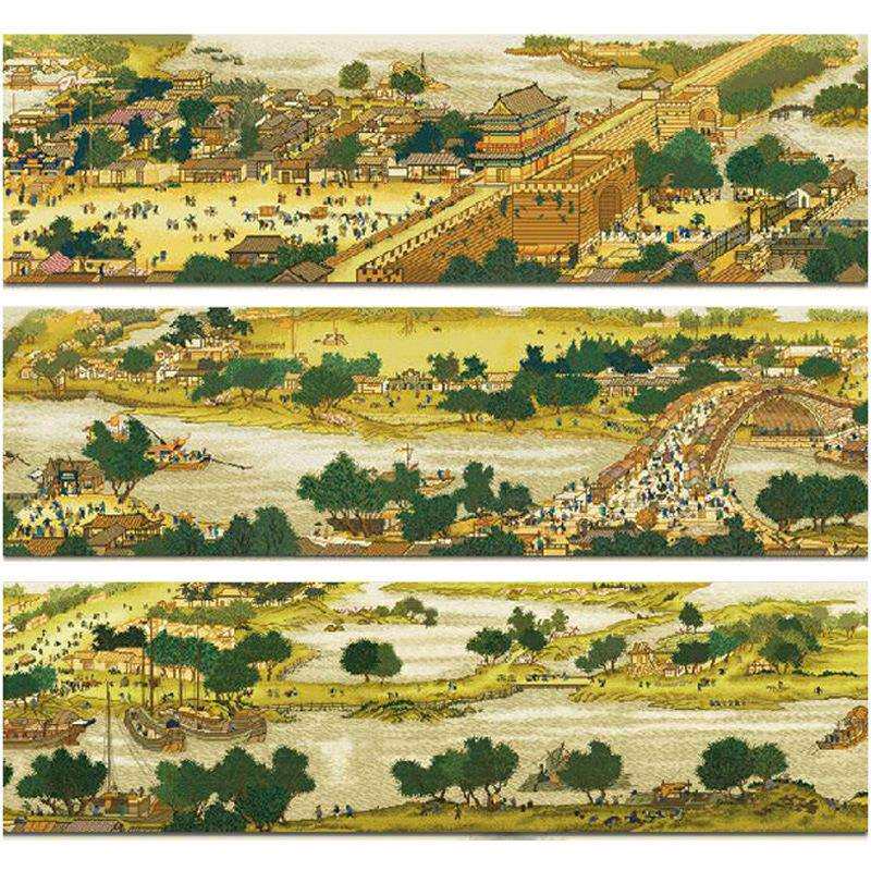 精准古娟布清明上河图印花十字绣全景6米客厅风景大画收藏非成品