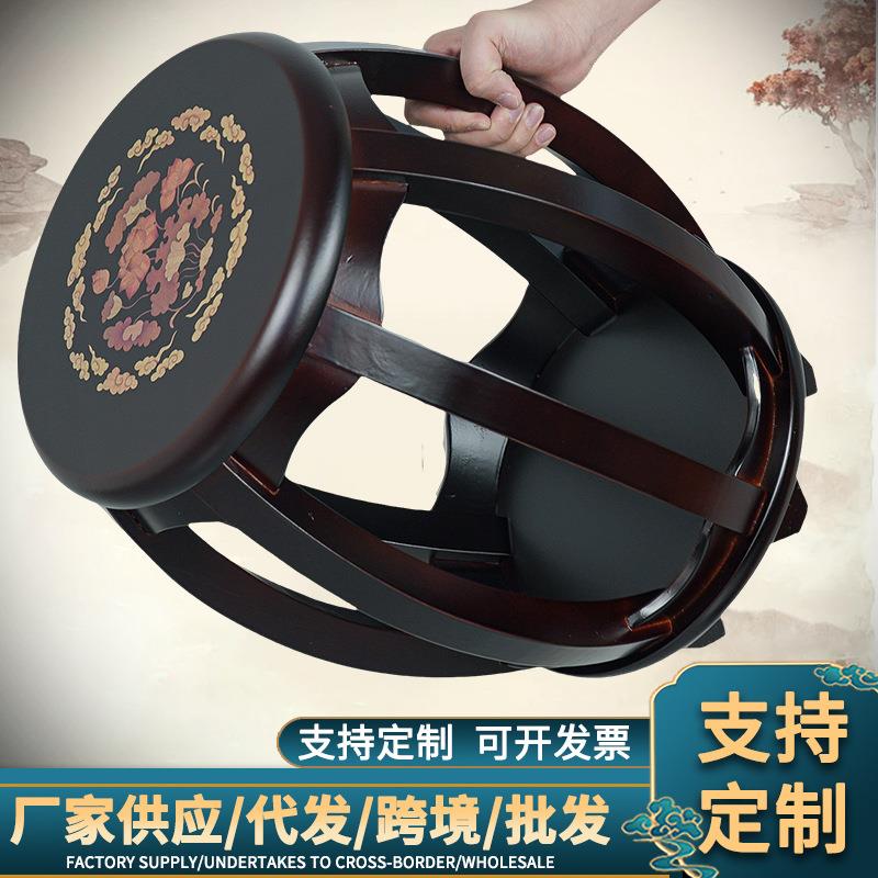 古筝实木凳子圆凳鼓凳中式餐桌凳多种款式茶几小矮凳结实耐用印花