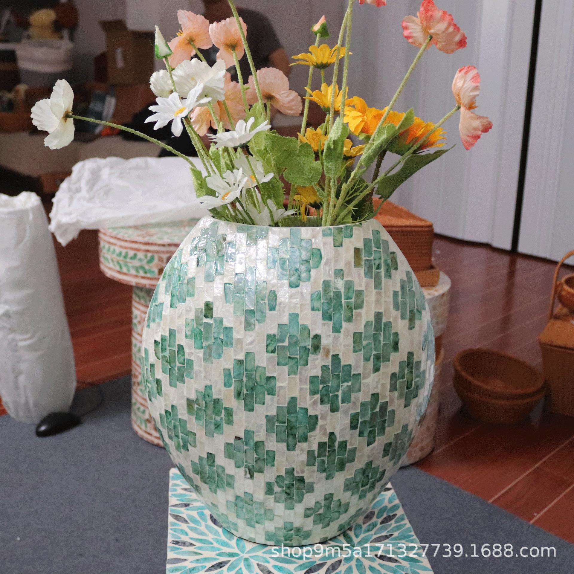 北欧风贝壳花瓶家居摆件客厅插花创意简约干花电视柜餐桌装饰品