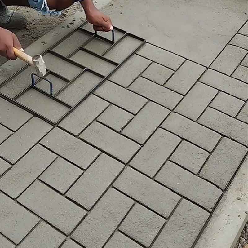 仿古过道水泥地面压花模具混凝土防滑路面施工钢材质花园广场庭院