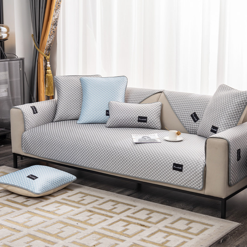 夏季冰凉豆豆沙发垫皮沙发防滑凉席套罩冰丝扶手靠背坐垫子盖布巾