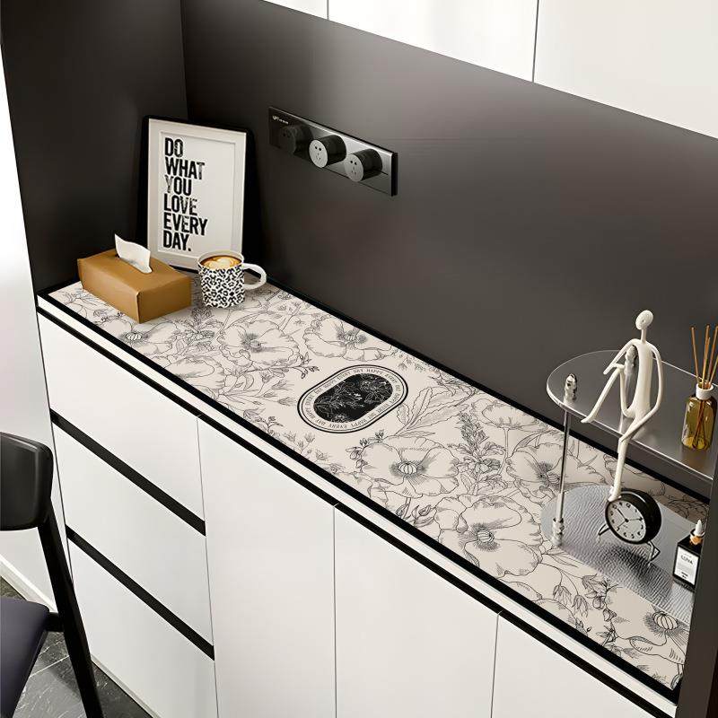 法式餐边柜酒柜桌垫轻奢高级感防水皮革防脏电视机柜子台面保护垫