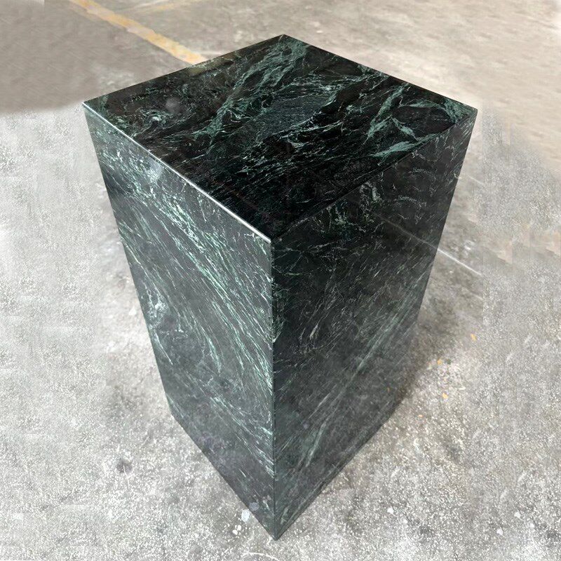 天然大花绿大理石花盆底座入户进门玄关高级感摆件落地装饰雕塑台