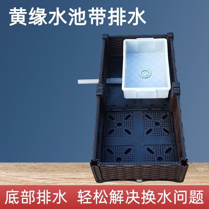 黄缘水池泡澡盆爬宠喂水食盆两栖半水龟生态造景盒安缘台缘养殖箱