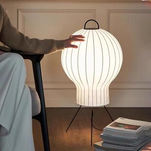 侘寂风水母蚕丝落地灯客厅卧室餐厅中古风床头灯氛围灯具装饰夜灯