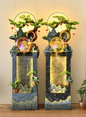 新中式假山流水喷泉室内客厅玄关办公室屏风造景装饰会所生财摆件