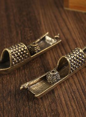 黄铜帆船香插摆件创意家居卧室桌面香插摆件线香仿古做旧铜器