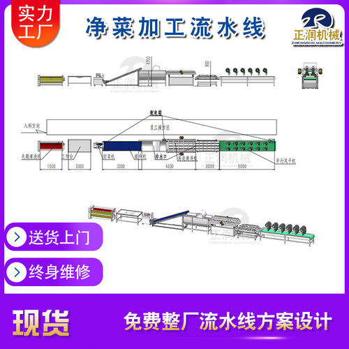 厨房净菜清洗整套设备 全自动果蔬清洗配套设备 蔬菜清洗机
