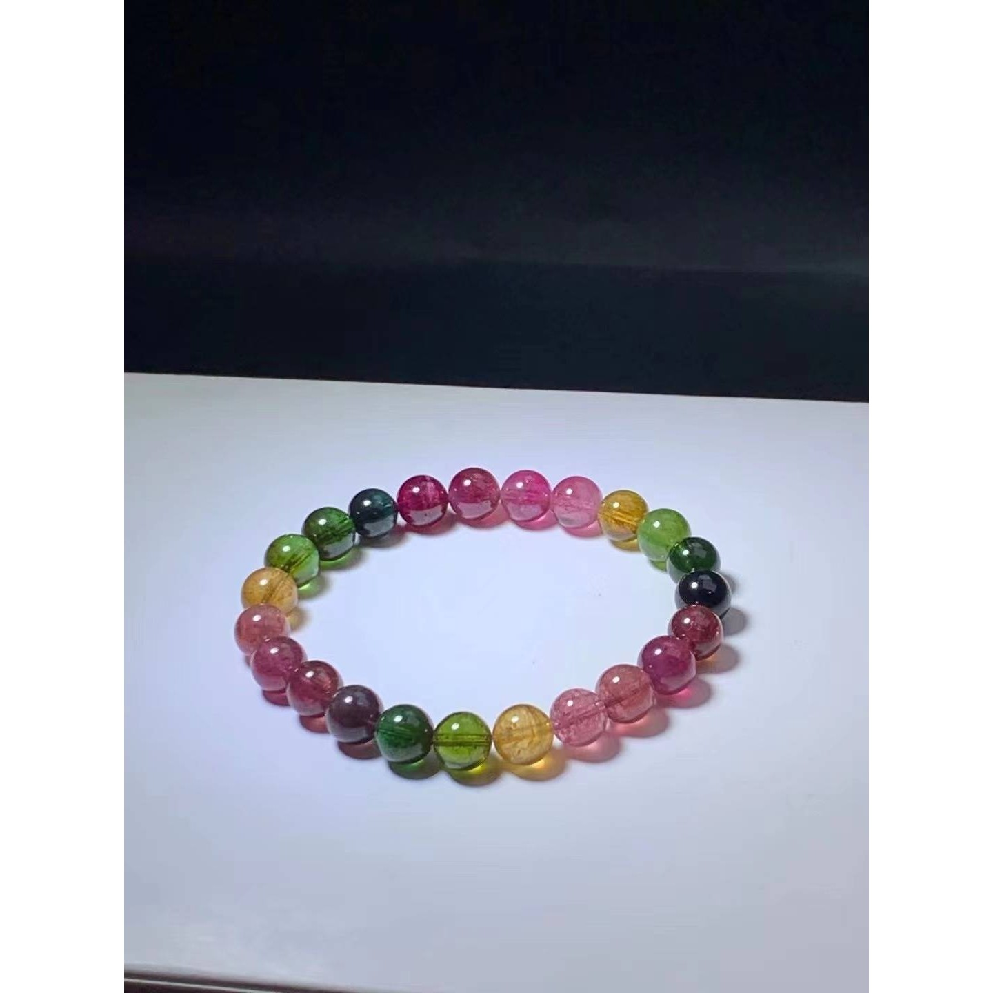 天然彩虹碧玺?手链单圈手串晶体通透糖果配色艳丽色彩尺寸8.3mm