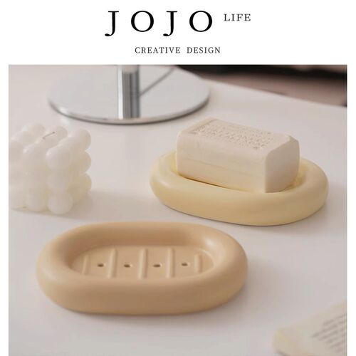 JOJOS L. PD.Print.肥皂盒洗漱台陶瓷沥水肥皂碟免打孔  浪印
