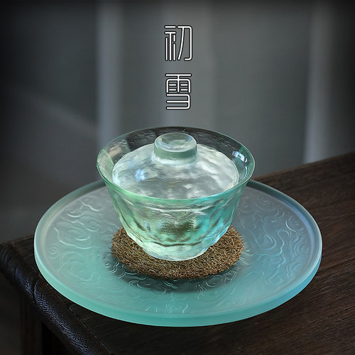 琉璃盖碗茶杯小号100ml功夫茶三才杯玻璃泡茶手抓壶单个茶具套装