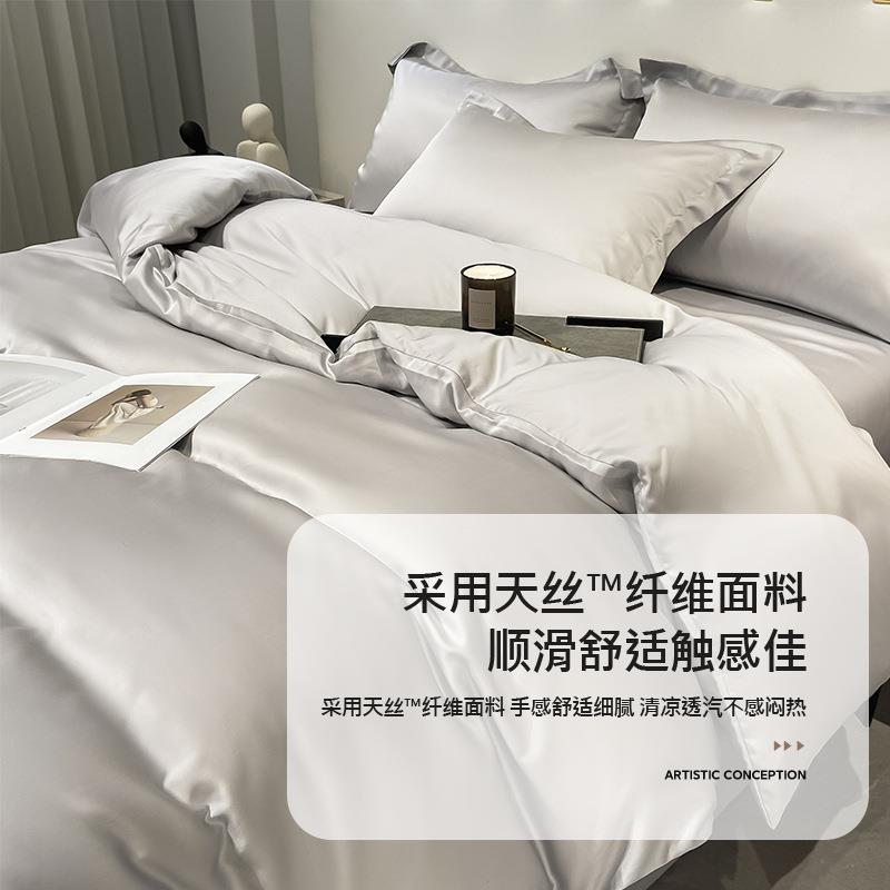 莱赛尔天丝床上用品四件套轻奢冰丝被套被罩床单真丝2025新款床笠