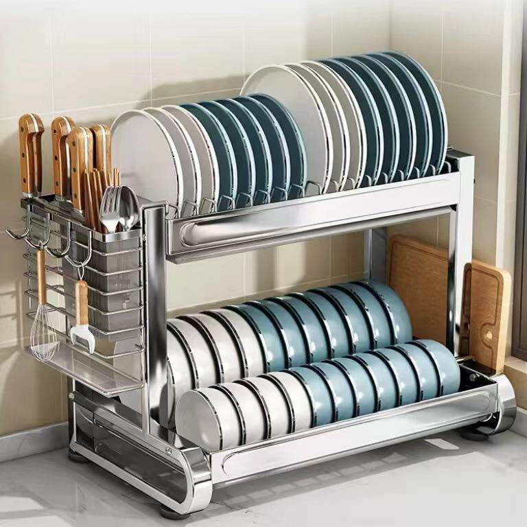 万雄厨房不锈钢碗碟架多层厨房收纳架台面沥水碗架家用碗碟收纳