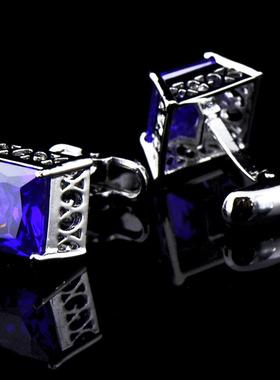 英博ixiukou紫色锆石水晶袖扣袖钉男法式纽扣600cufflinks/150420