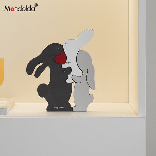 mandelda客厅桌面摆件温馨呆萌兔装饰入户玄关家居电视柜创意饰品