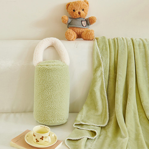 水晶绒二合一加厚抱枕被毛毯圆形汽车靠垫两用办公室趴睡枕头盖毯