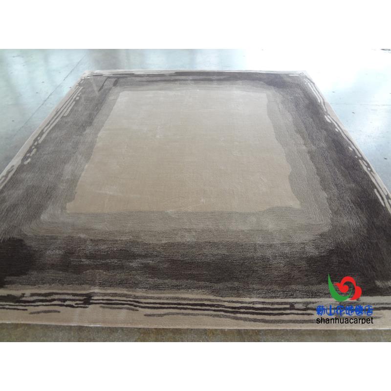 新中式灰色混色渐变手工腈纶客厅茶几沙发地毯大厅接待室贵宾室