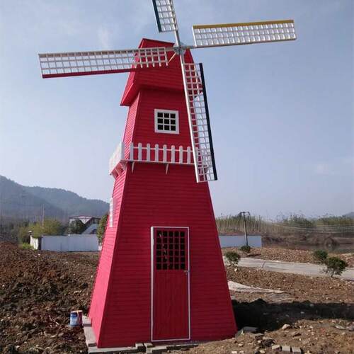 山东无穷大户外景区公园花卉展防腐木质仿古电动荷兰风车摆件大型