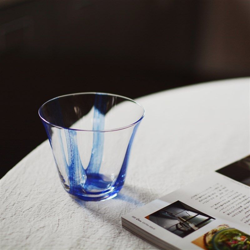 收集时光 Camus say十字蓝带阔口杯 手工玻璃 咖啡杯水杯威士忌杯