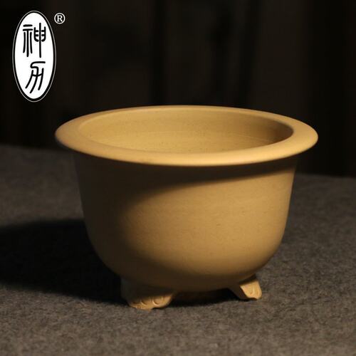 宜兴原矿紫砂古典仿古家居精品盆景栽兰梅花茉莉段泥矮金钟盆