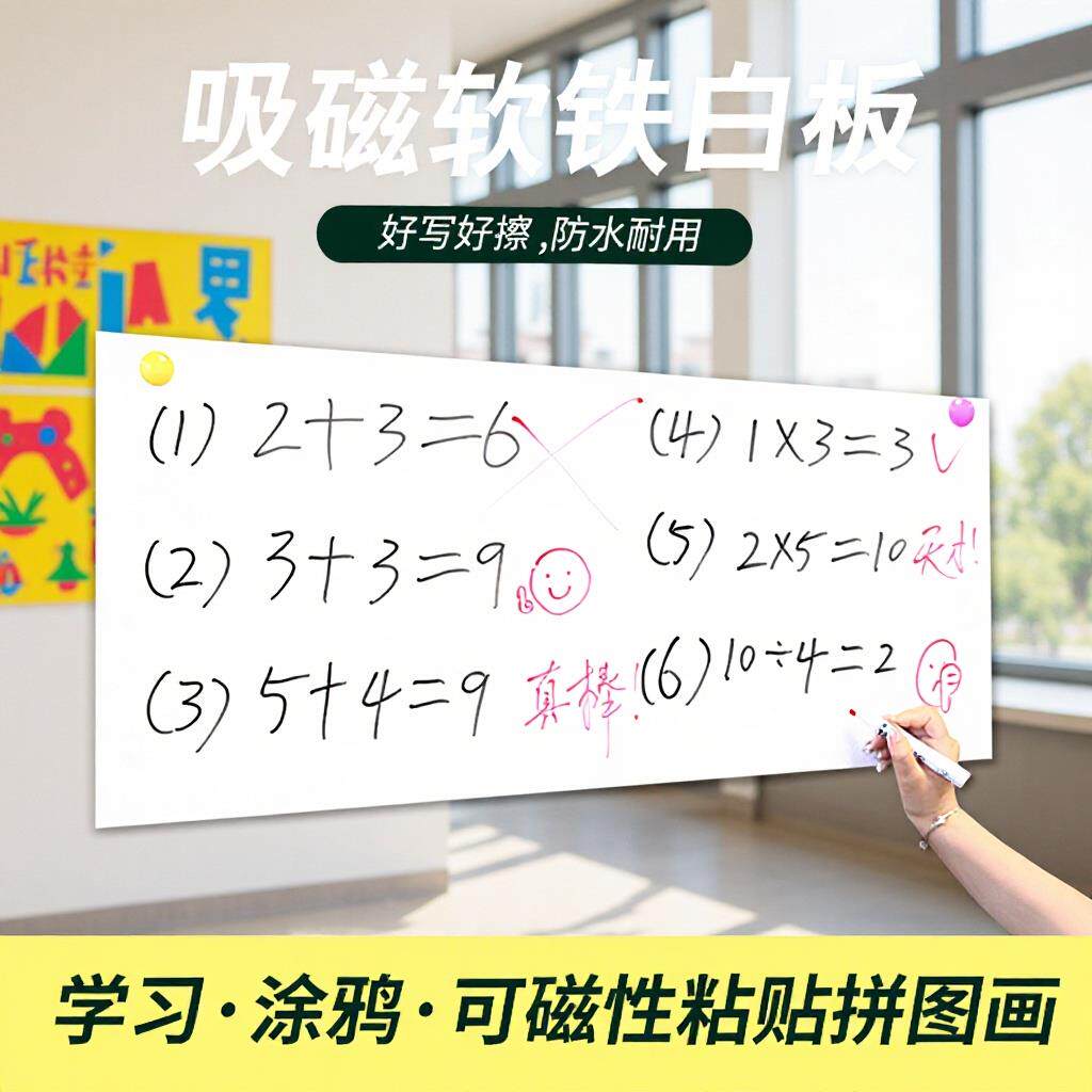 磁吸黑板贴无背胶加厚白板写字板墙贴儿童涂鸦教学画板贴纸现货