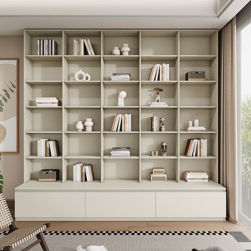 定制书房满墙卡座一体书柜书架客厅到顶办公文件整墙实木展示柜