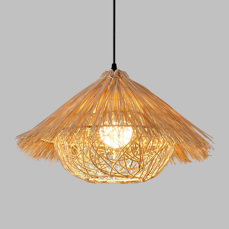 民宿灯灯笼竹编茶室竹艺吊灯餐饮复古灯具中式创意餐厅罩藤编禅意