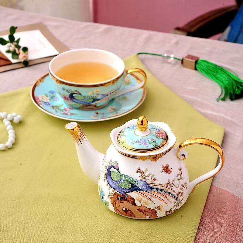 创意英式花茶具整套带杯碟国潮单人子母壶套装陶瓷水果茶壶咖啡壶