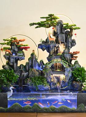 大型假山循环流水摆件生财风水鱼缸室内景观造景户外水池装饰喷泉