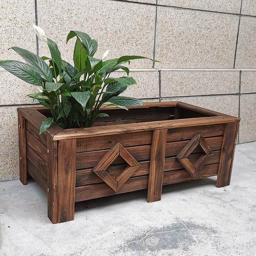 防腐木花箱绿化大广场花坛公园防腐木组合市政户外碳化防腐木花箱