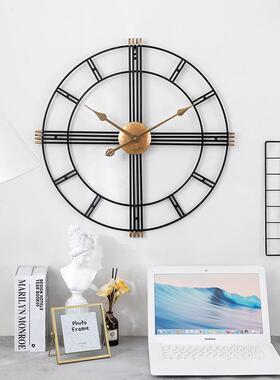 北欧挂钟现代简约客厅铁艺钟创意仿古静音金属装饰时钟wall clock