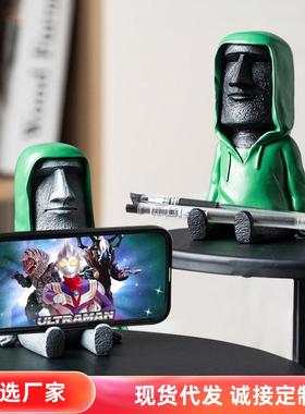 北欧ins电视柜装饰品家居客厅可爱手工摆件工艺品现代复活岛石像