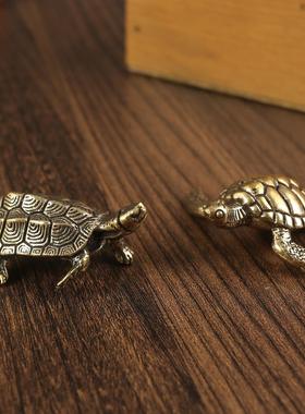 桌面摆件居家茶宠吉祥纳福工艺礼品黄铜精制实心做旧长寿乌龟