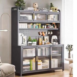 厨房餐边收纳柜子储物柜多层带门微波炉锅具落地碗柜置物架洞洞